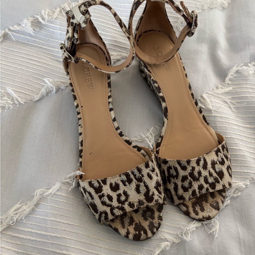 J. Crew Animal Print Sandals - Brown and Tan